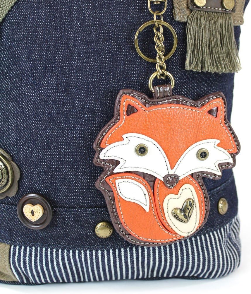 CHALA Purse Handbag Denim Canvas Crossbody With Key Chain Tote Bag Foxy Fox