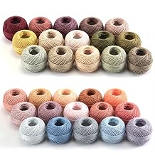 30 Balls Pearl Cotton Thread Size 8 Crochet Thread Set, Soft Long Staple Mercerized Cotton Yarn for Crochet, Cross Stitch, Hand Embroidery, Friendship Bracelets DIY Crafts Dark Color