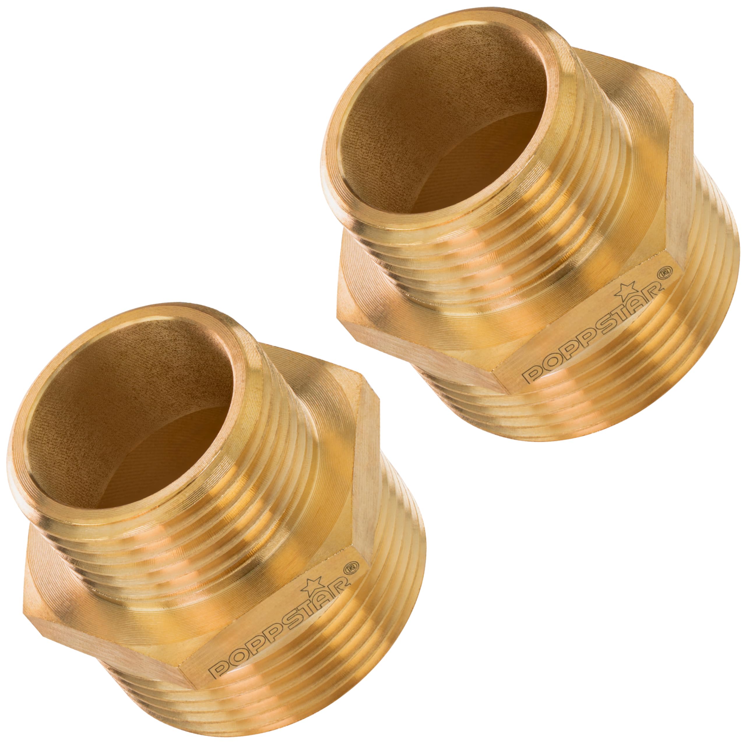 Poppstar Men's Brass 2X Reducing Nipple External Thread 1 Inch To 3/4 Inch, With Hexagon