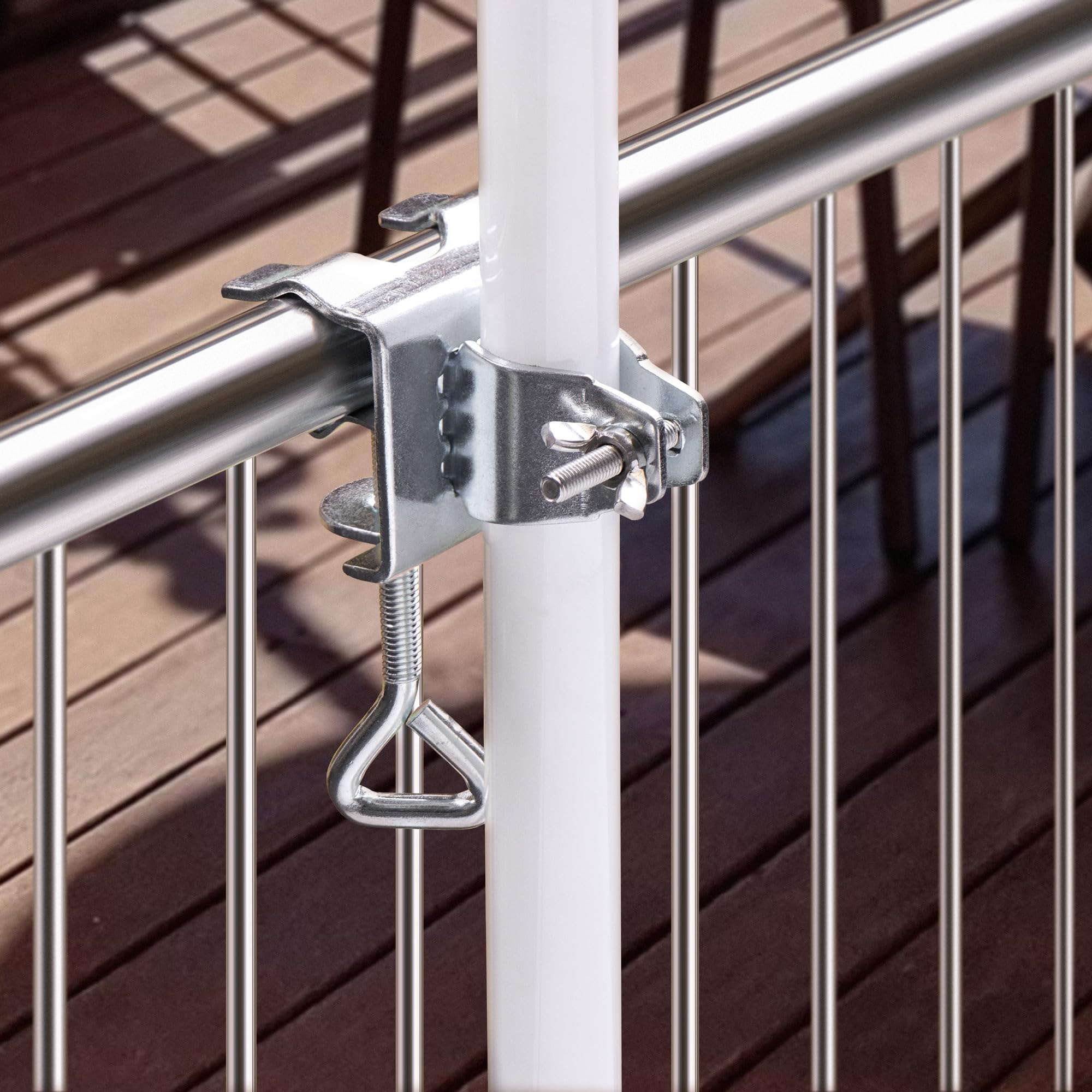 COM-FOUR supporto per ombrellone 2 pezzi Ø 19-32 mm per balaustra balcone terrazza