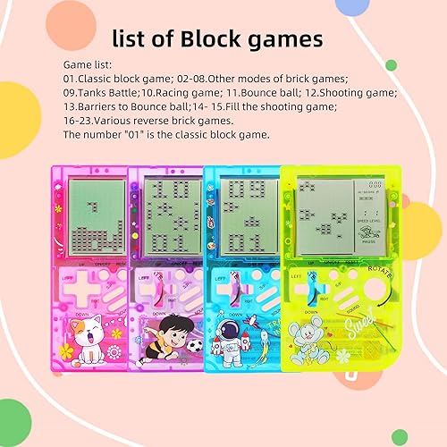 Miniatura 5 de CZT Máquina de juego de bloques transparentes, 23 juegos integrados, consola de juegos retro para niños, dispositivo de juego para estudiantes,