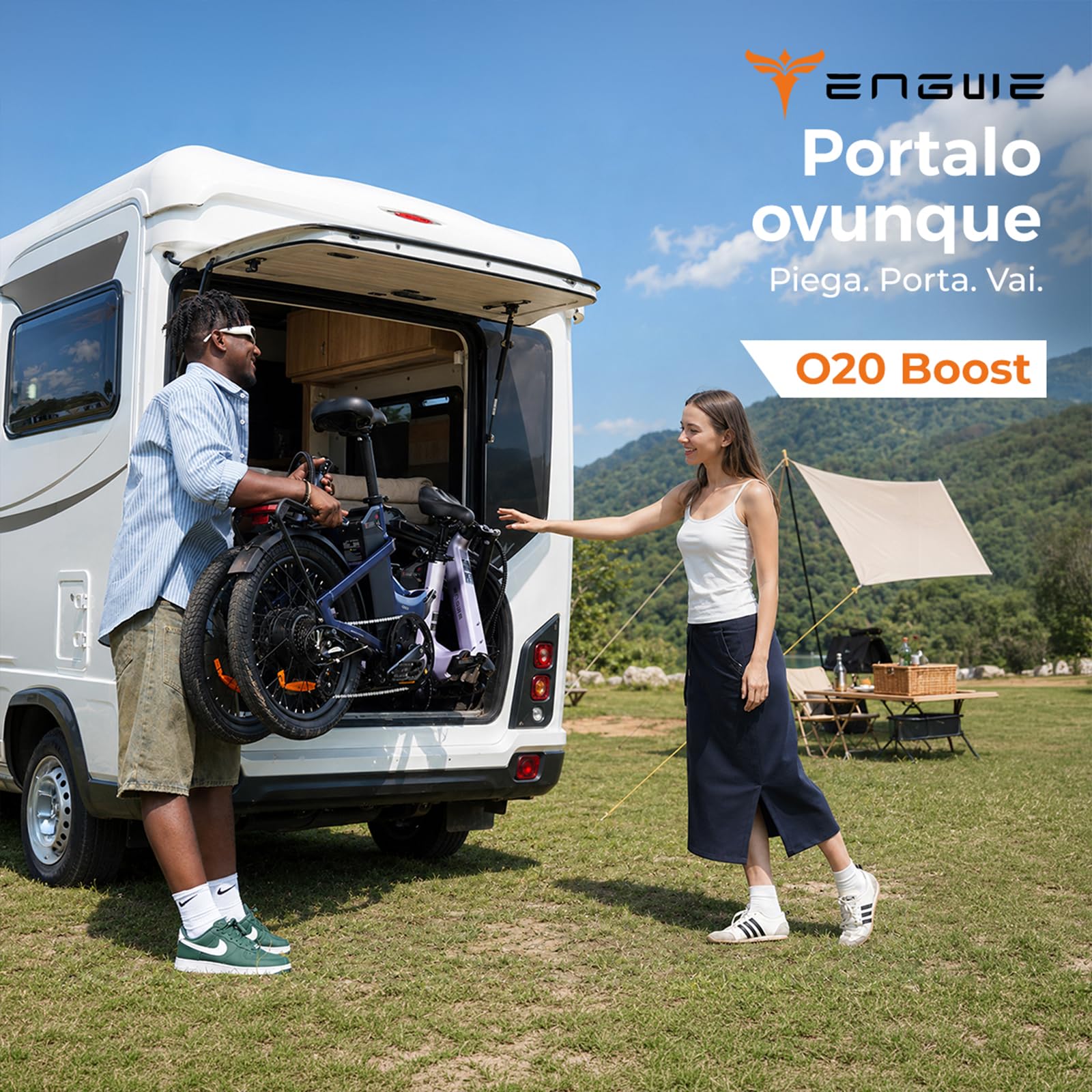ENGWE O20 Boost Bicicletta Elettrica Pieghevole | 48V 15Ah Batteria, Ricarica Rapida in 3.5 ore e Protezione Della Batteria Tramite BMS, Sensore di Coppia, Coppia di 75 Nm