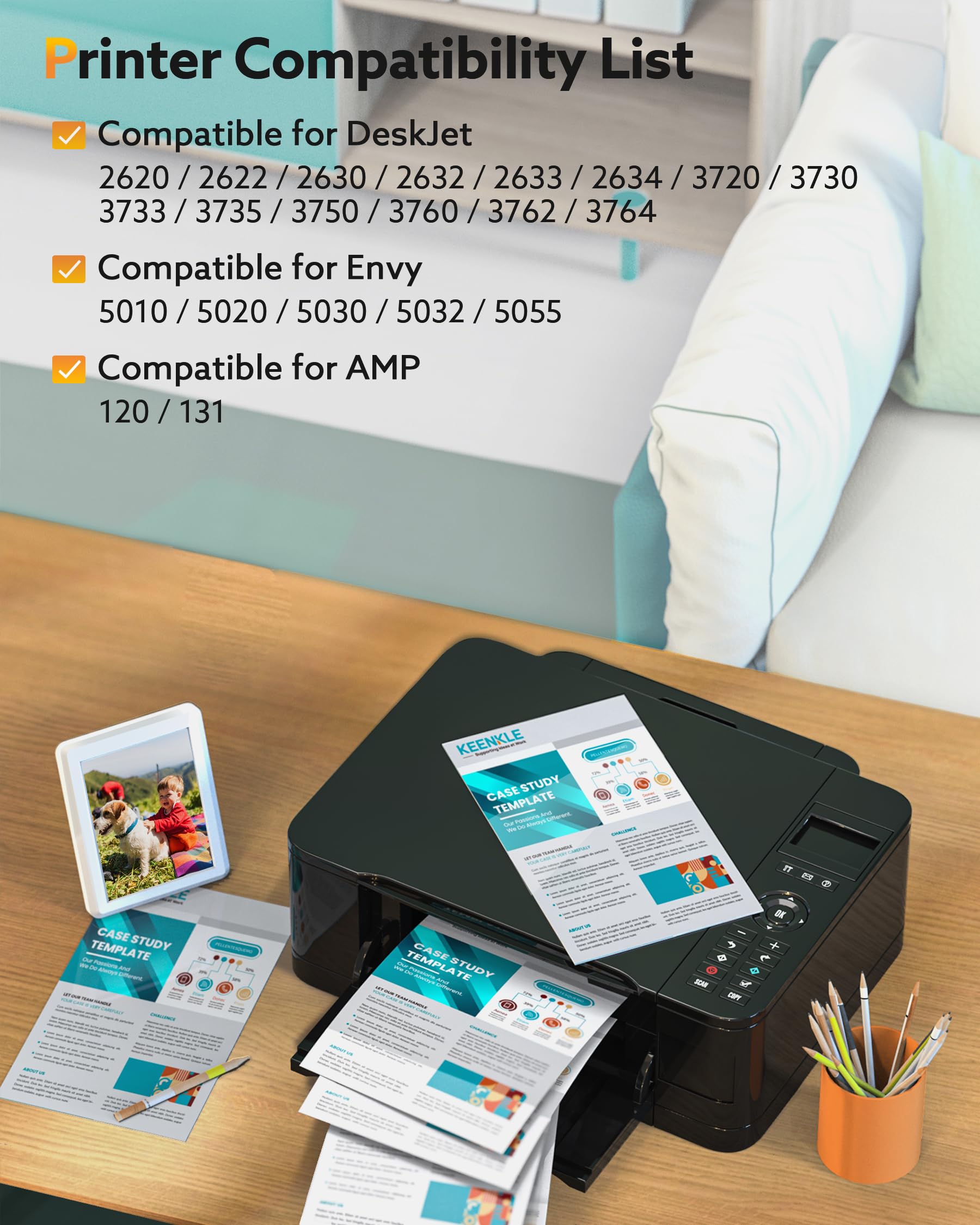 KEENKLE 304XL Cartucce d'inchiostro Sostituzione per HP 304 XL Nero e Colore per Envy 5030 5010 5020 5032 Deskjet 3750 3760 3762 3700 3733 3730 3720 2630 2620 2622 2632 2633 (Nero Tri-Colore, 2-Pack)
