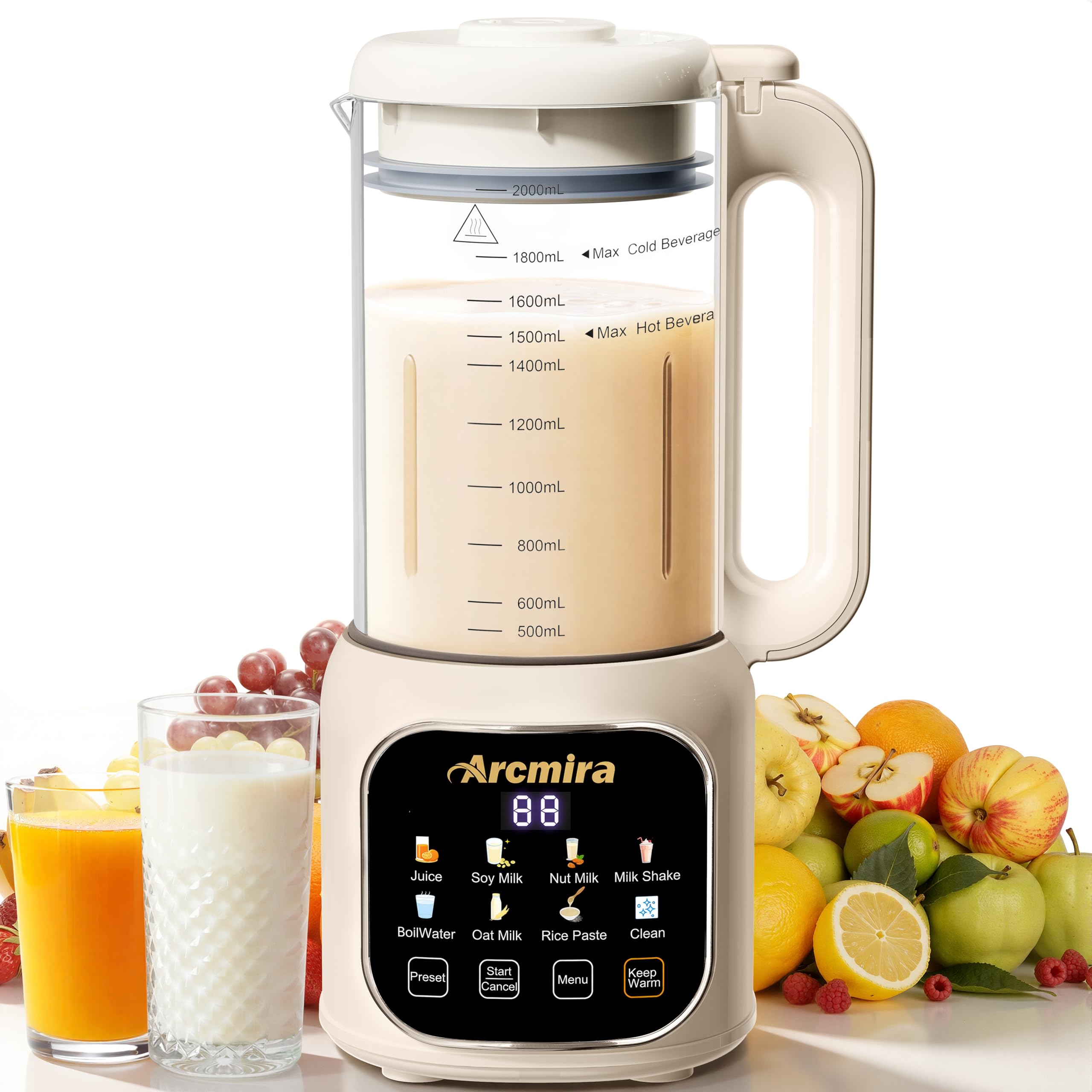 Amazon.com: Arcmira 68oz Automatic 8-in-1 Nut Milk Maker, 10