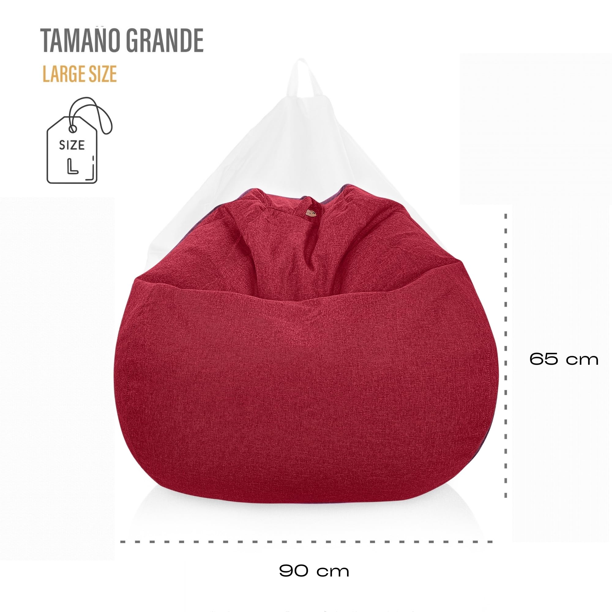 Aiire Zitzak voor buiten, met vulling, moderne woonkamer, terras of tuin, beanbag of XXL vloerkussen voor tienerkamer - gamer, peervorm, grijs