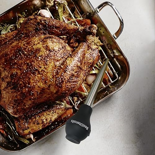 Miniatura 3 de Mejor Utensilios Acero Inoxidable Turquía Baster Grado Comercial Calidad Bombilla de Silicona Incluyendo 2 Agujas Inyectoras de Adobo y Cepillo Para