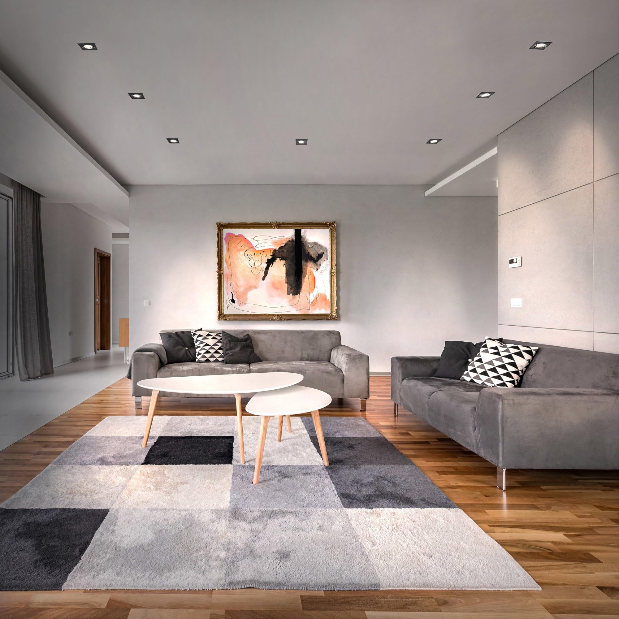 Ledvion - 6x Faretti da incasso LED Siviglia, Nero, 5W, 2700K, Ø92 mm, Dimmerabile, Quadrato, 2 Anni di Garanzia