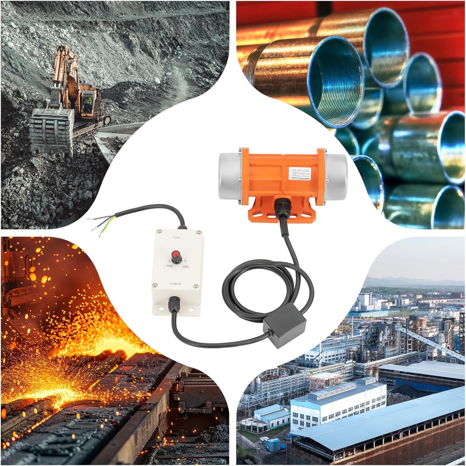Concrete Vibrator Vibration Motor,120W Electric Vibrating Motor,110V Aluminum Alloy Industrial Vibration Motor for Shaker Table,Vibrating Screens