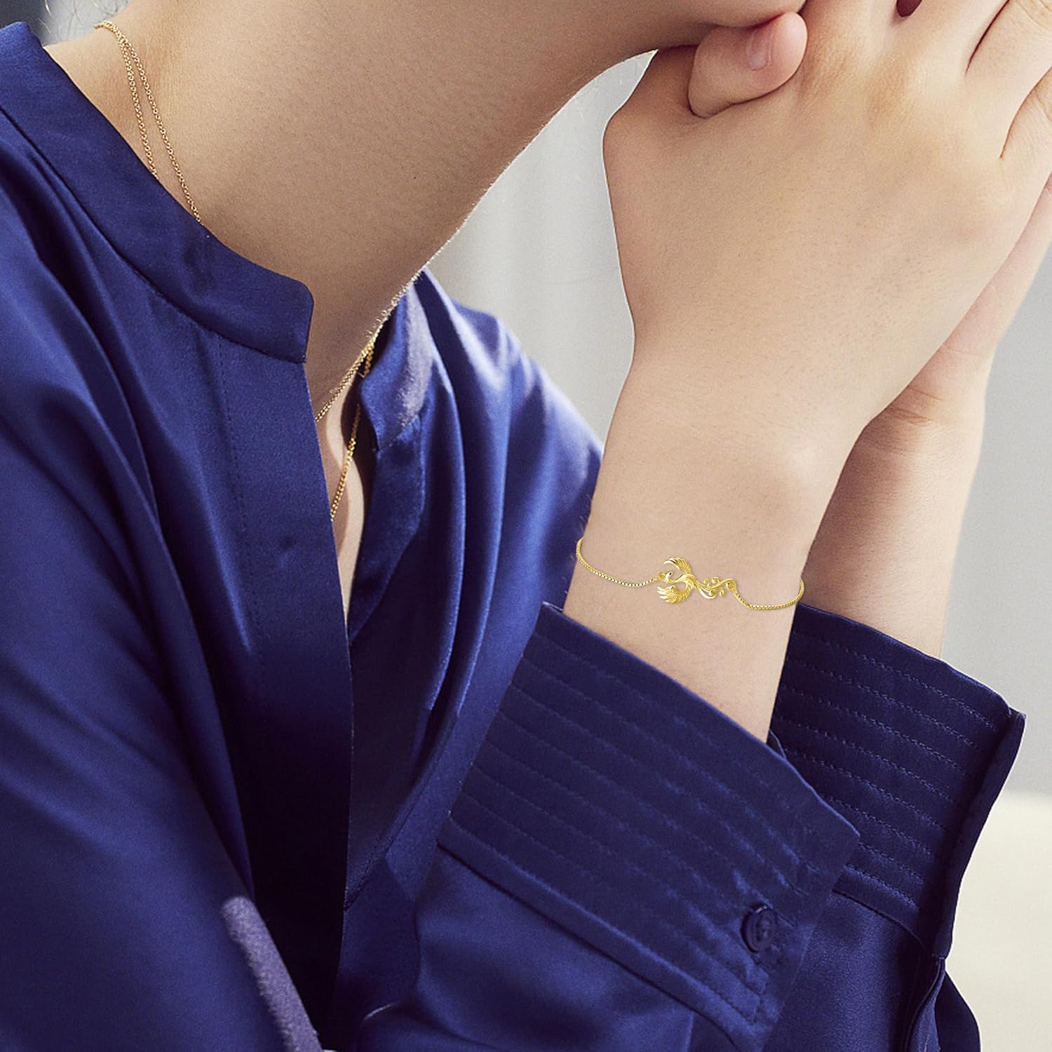 YAFEINI Phoenix Bracelet 925 Sterling Silver Phoenix Bird Bracelet Jewelry Gifts for Women