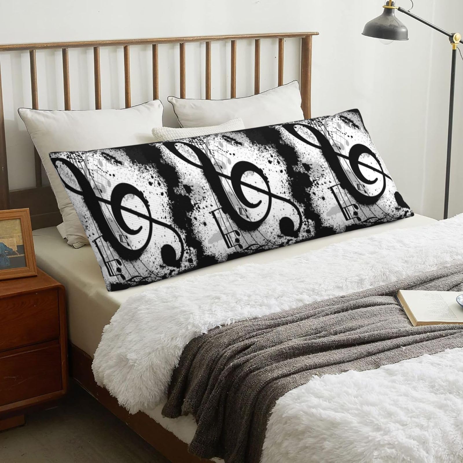 Music Notes, Body Pillow Cover with Zipper,Long Body Pillowcase 20 x 60 in