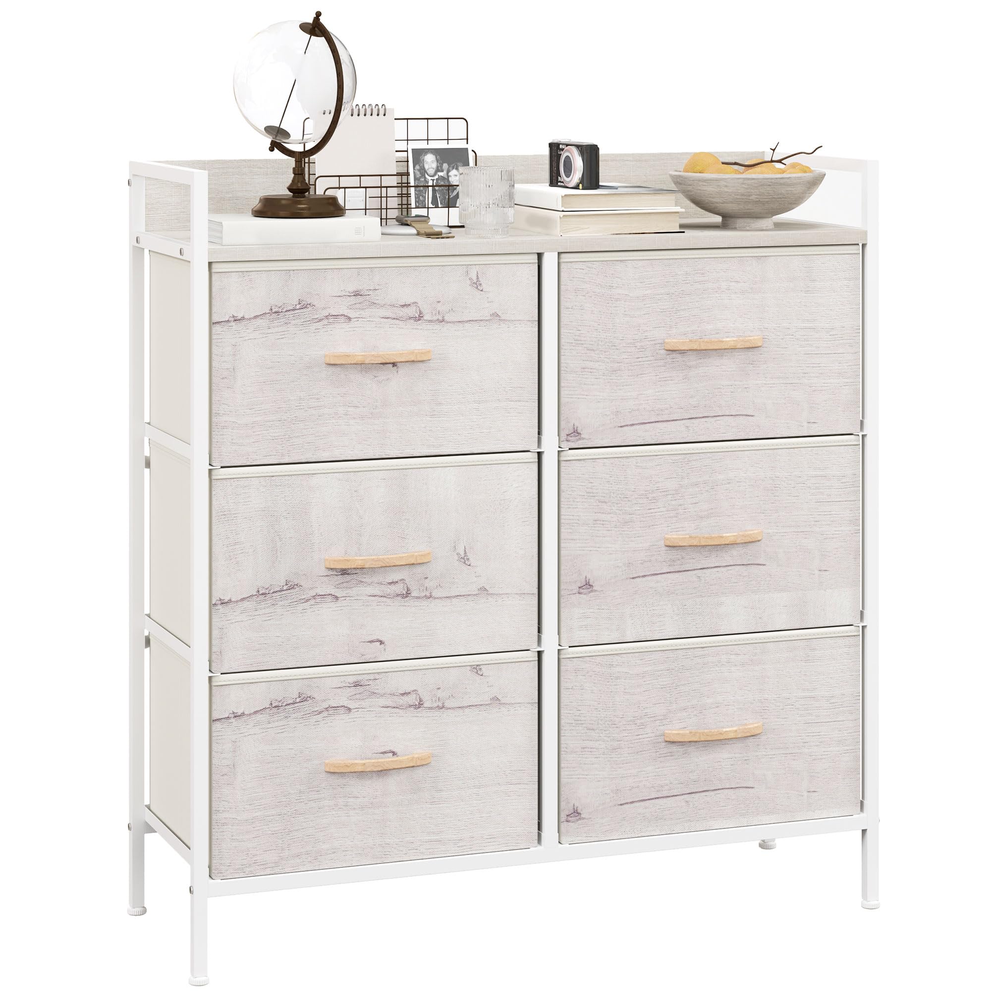 Homcom Unisex Natural Bedroom Chest Of Drawers 6 Drawer Dresser W/ Shelf,