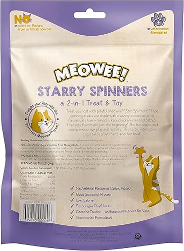 Miniatura 2 de Starry Spinners - Golosina para gatos, 2.8 onzas, regalo 2 en 1 y juguete hecho con pollo real, hígado de pollo y hierba gatera, fomenta la