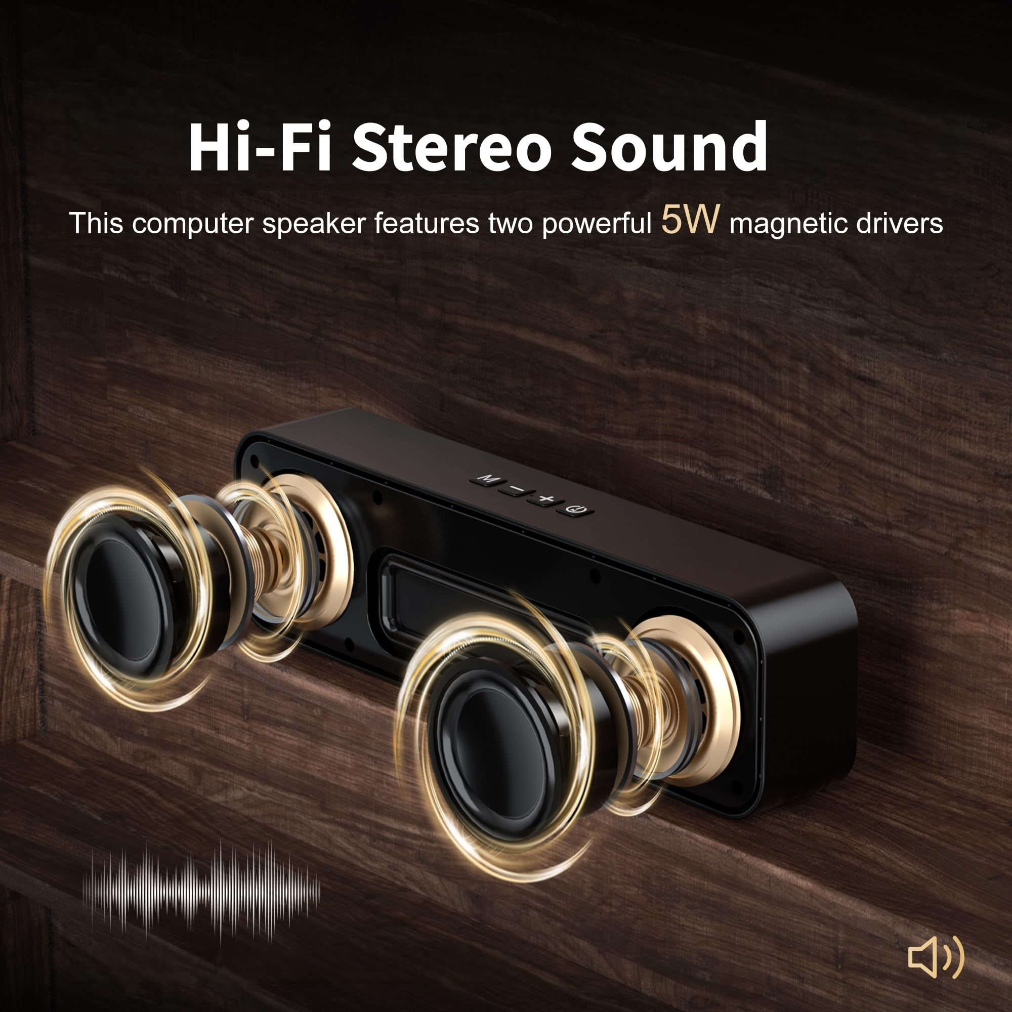 Altoparlanti per computer per PC desktop, altoparlanti cablati per PC con soundbar, altoparlante portatile alimentato USB per monitor, altoparlanti da gioco per desktop con suono stereo