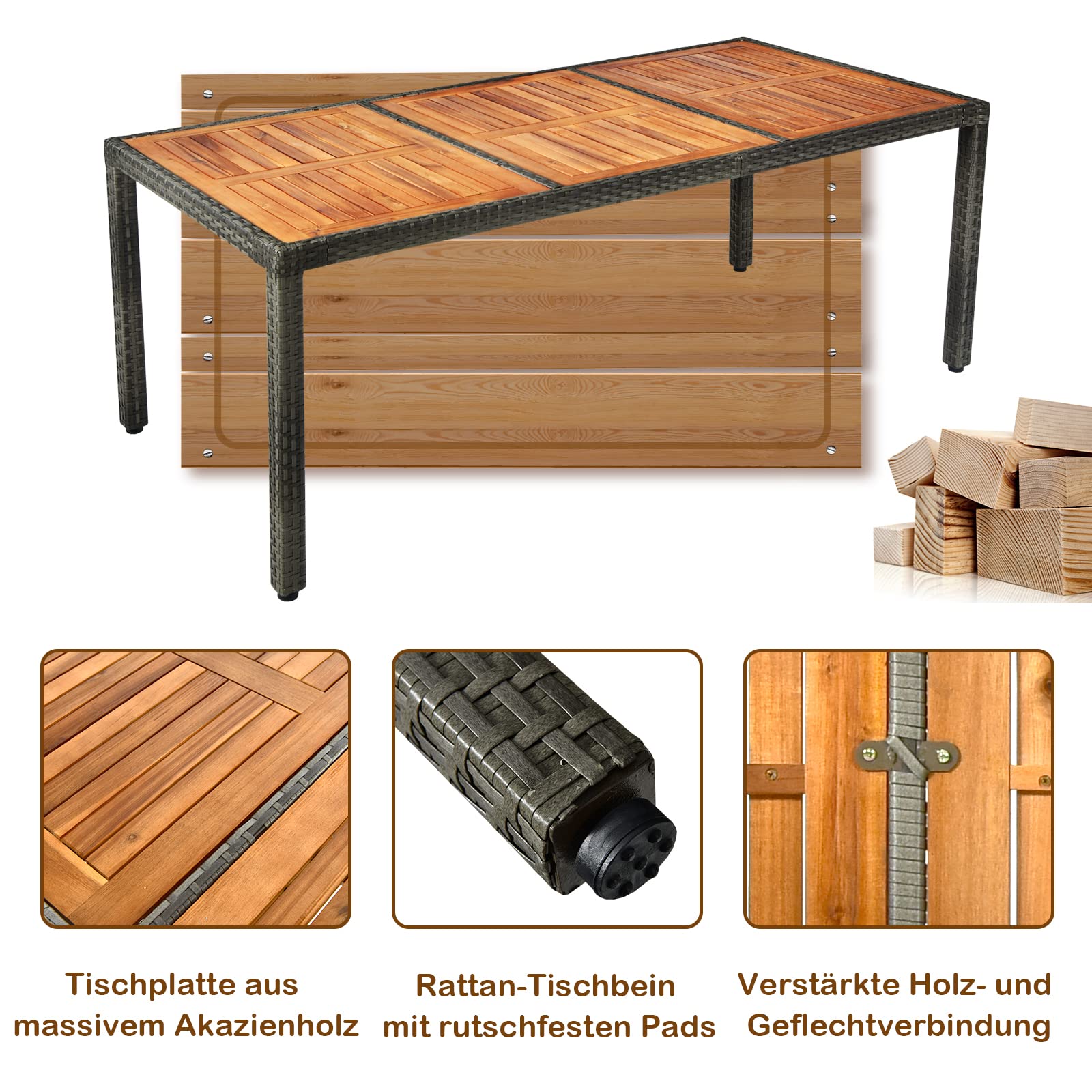 GIANTEX Rattan Gartenmöbel Set, Sitzgruppe Garten Lounge 8 Stühle mit Tisch, Rattan Lounge Möbel Outdoor, Terrassenmöbel Balkonmöbel Set für 8 Personen, Gartengarnitur Sitzgarnitur Garten Essgruppe