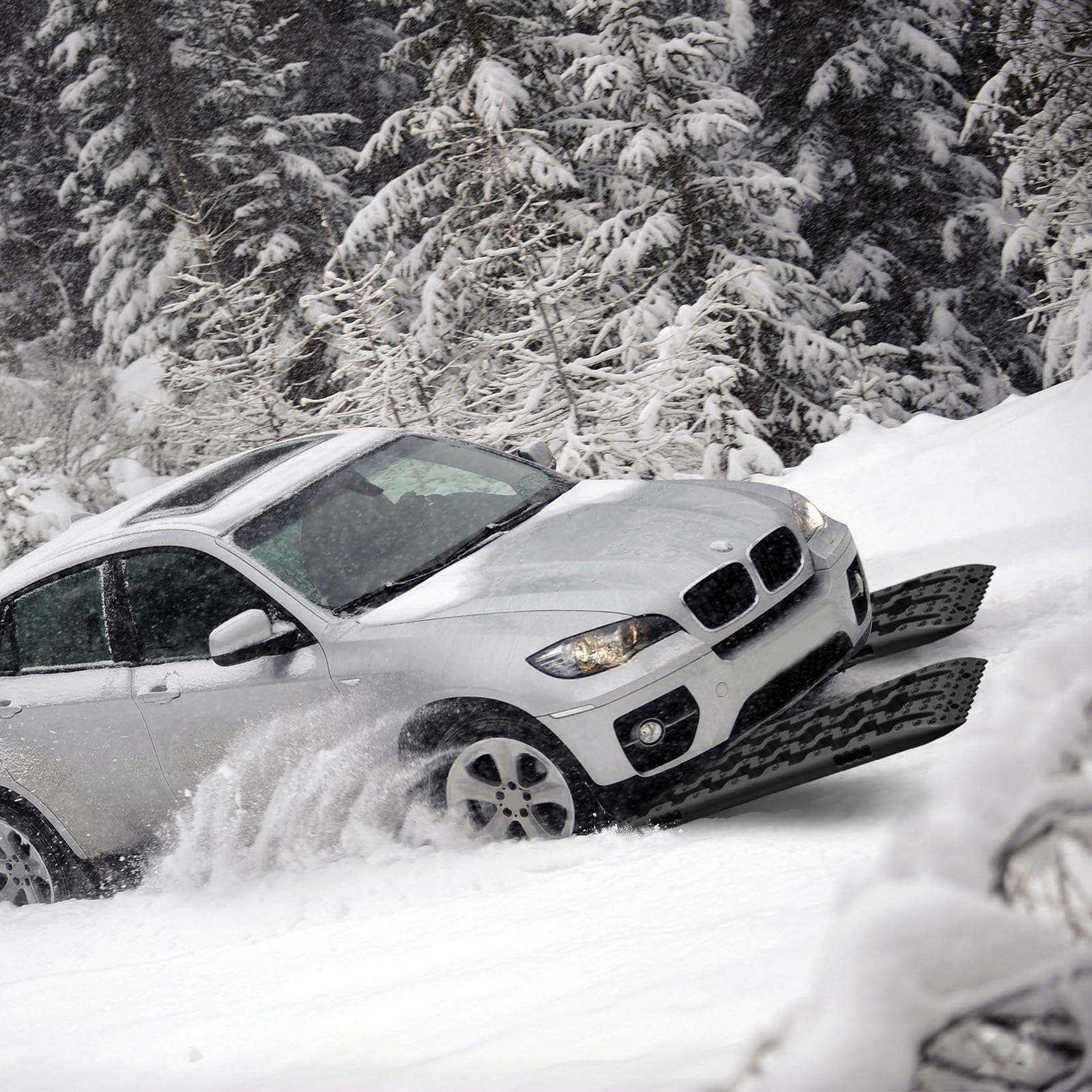 Set di 2 tappetini di protezione per terreni, con ausilio alla trazione, rampa di salvataggio e aiuto per l'estrazione di auto, camion, veicoli in caso di neve e fango