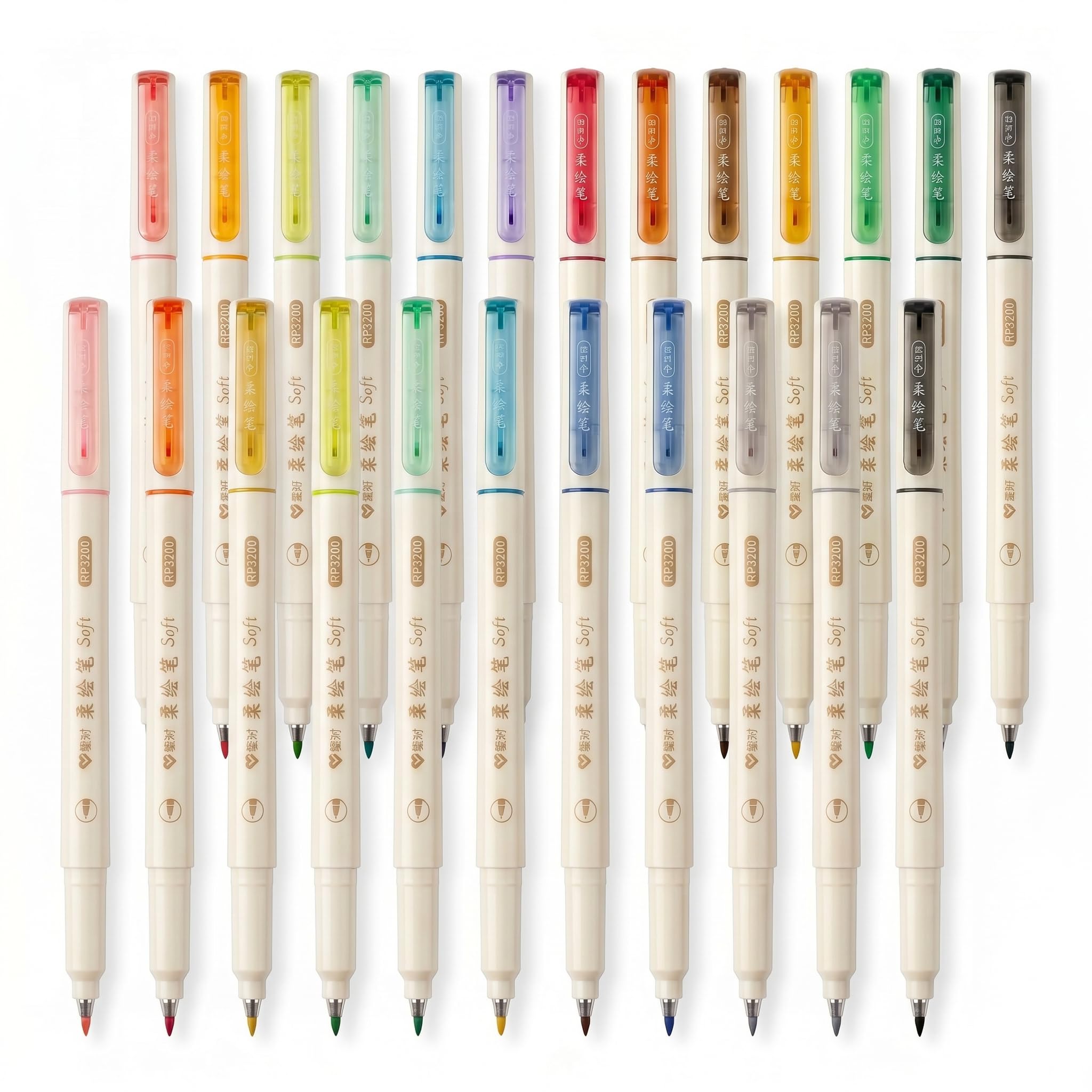 Perriuox Brush Tip Drawing Pens: Artist Colored Flexible Tip Water Calligraphy Brush Pens for Journaling Adult Coloring Hand Lettering Calligraphy Journaling Bibling (24, All four seasons)