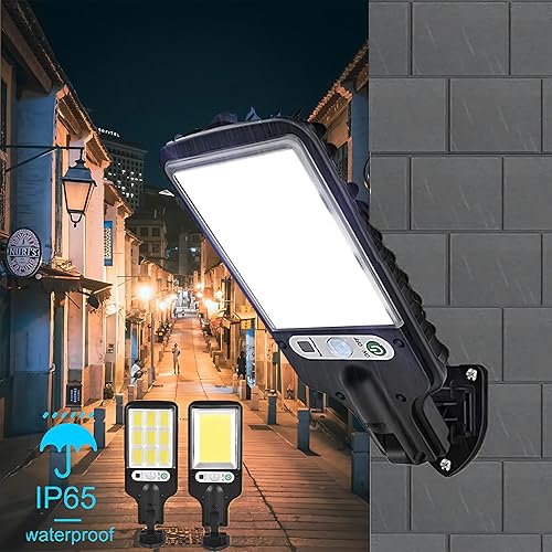 Miniatura 4 de Nowlaby Luces solares para exteriores, luces solares con sensor de movimiento de calle, 2 luces de seguridad brillantes, 117 COB LED impermeables