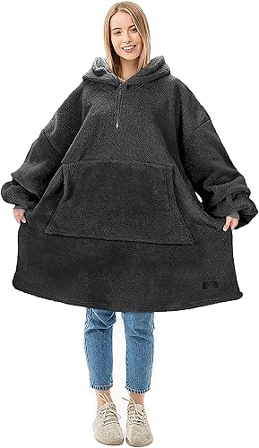 Miniatura 1 de Solaris - Sudadera tipo cobija con capucha aborregada, súper suave y acogedora para adolescentes, niñas, jóvenes, niños (7-15 años), tamaño grande,