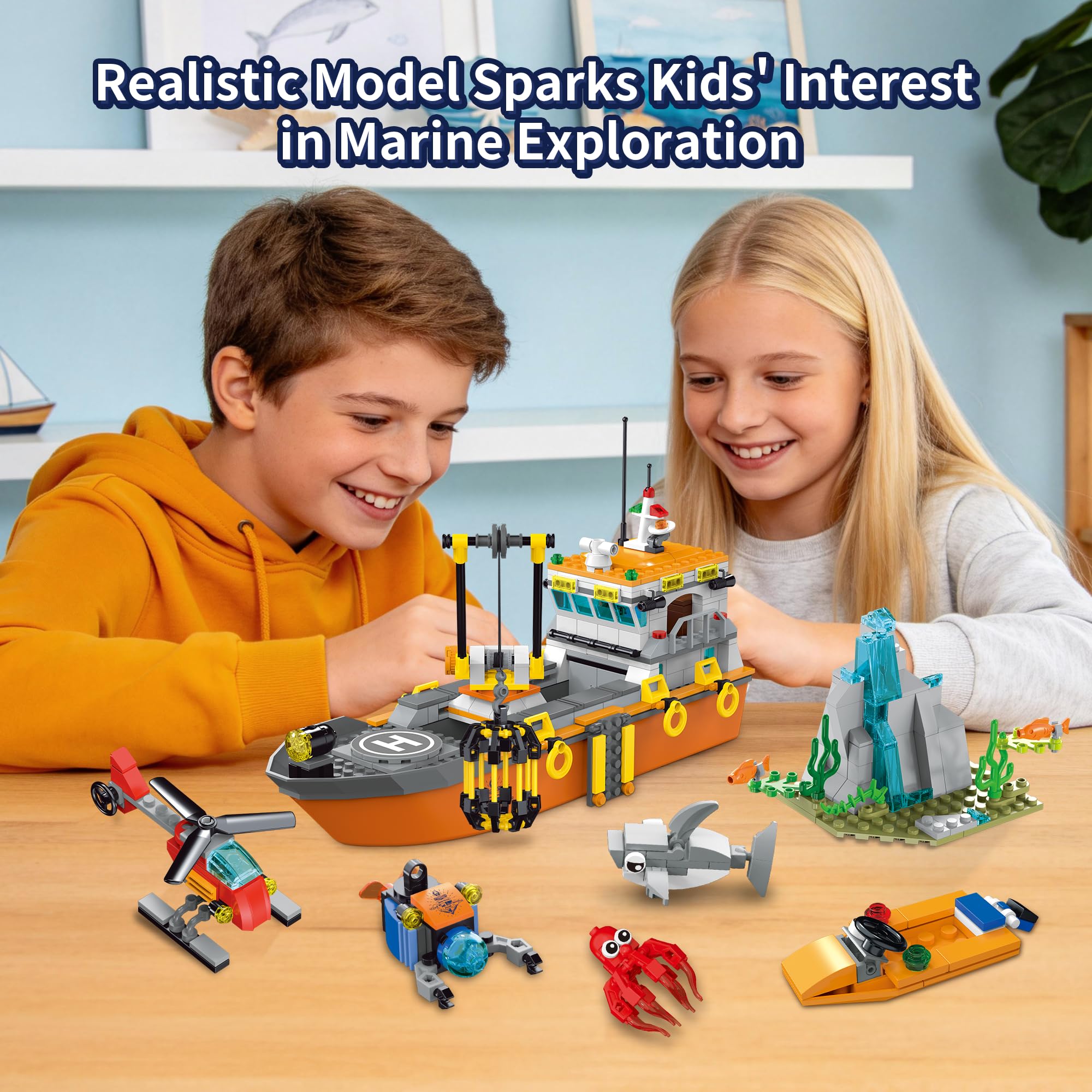 AKWME City Ocean Explorer Ship Building Set,Fun Toy Exploration