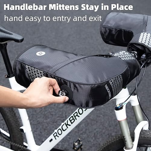 Miniatura 5 de ROCKBROS Manoplas de manillar de bicicleta para clima frío Thinsulate guantes térmicos para bicicleta guantes de cubierta de barra para viajes de
