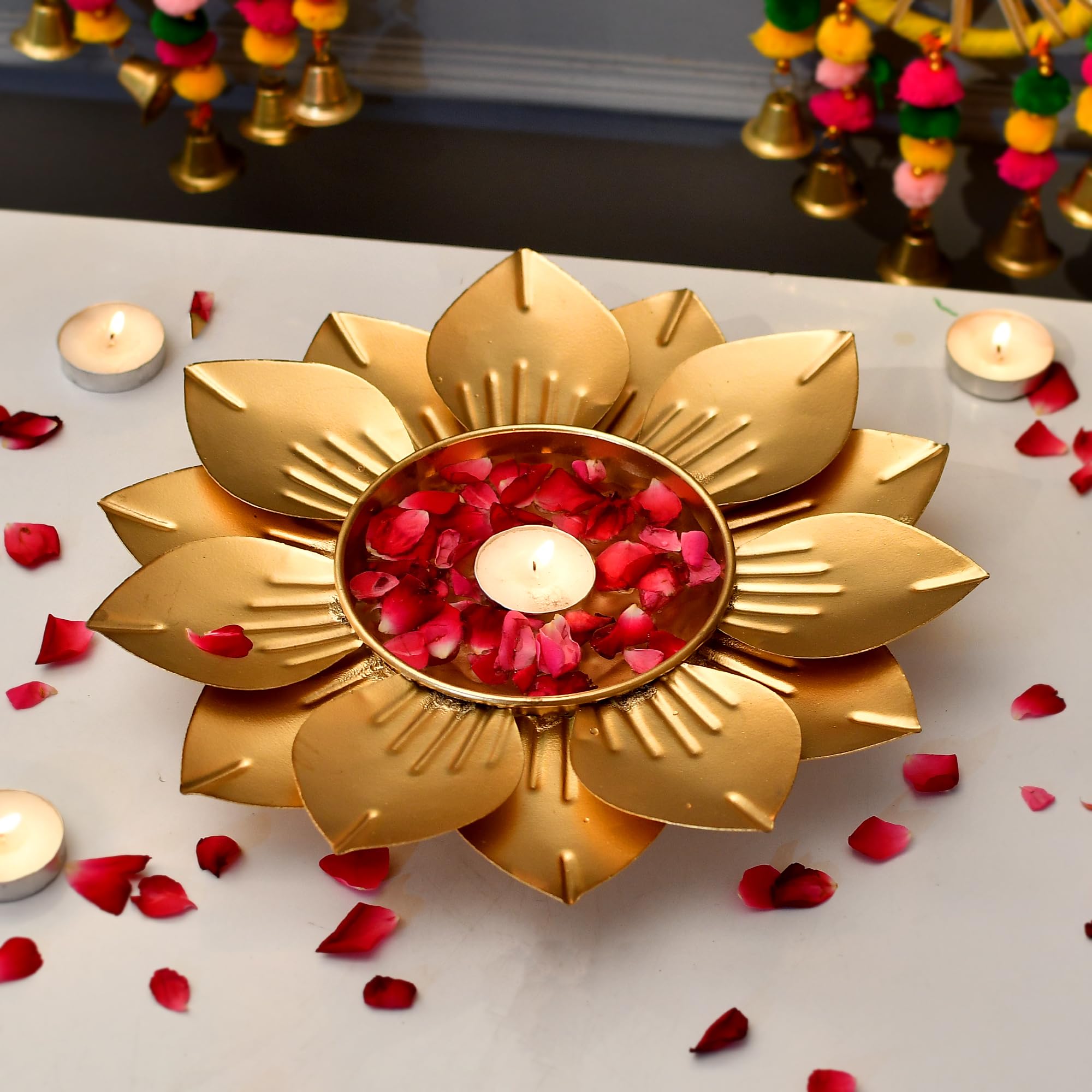 CraftVatika Floral Urli Bowl for Diwali Gift Items for Home Decoration Decor - Iron Flower Shaped Bowl for Gift, Decor, Living Room, Diwali Festival Diwali Gifts (Set of 1) (B0CLJK88KY) Amazon Price History, Amazon Price Tracker