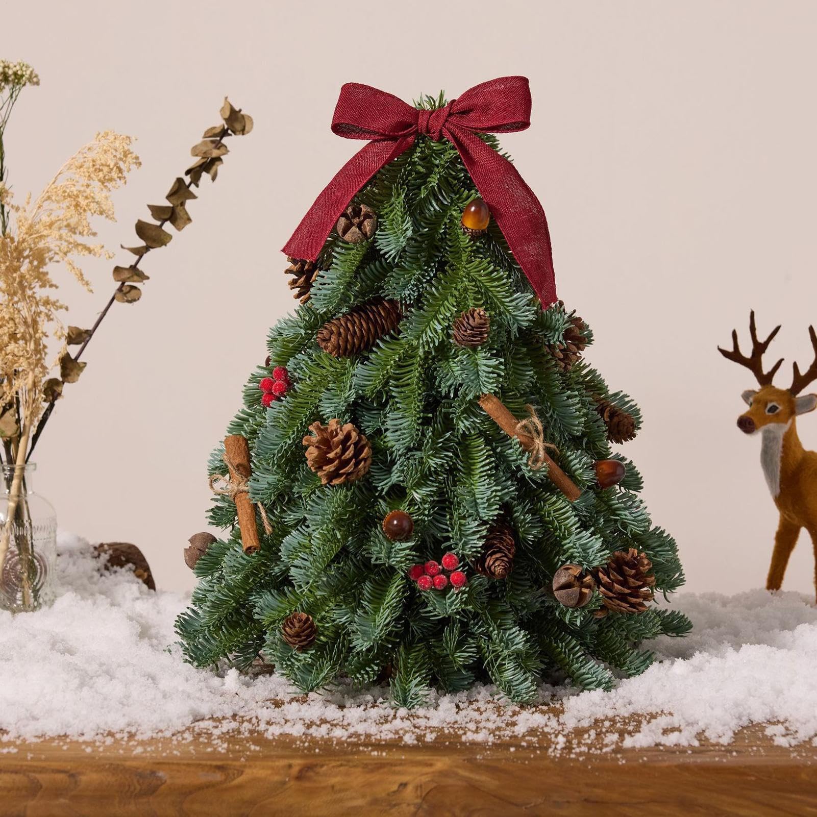 Albero di Natale Mini Pino Artificiale con | Albero di Natale Finto per Tavolo Per Feste Natalizie Esterno Camera Soggiorno Cucina Ufficio Giardino Cortile