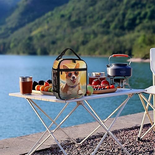 Miniatura 8 de Cute Corgi Swimming in Water Insulated Lunch Bag for Women Men Reusable Lunch Box Tote Bag for Work Travel