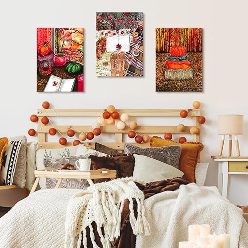 Miniatura 5 de Ohok 3 paneles de impresiones modernas de 12 x 16 pulgadas, pinturas fotográficas, impresiones sobre lienzo, arte de pared para decoración de