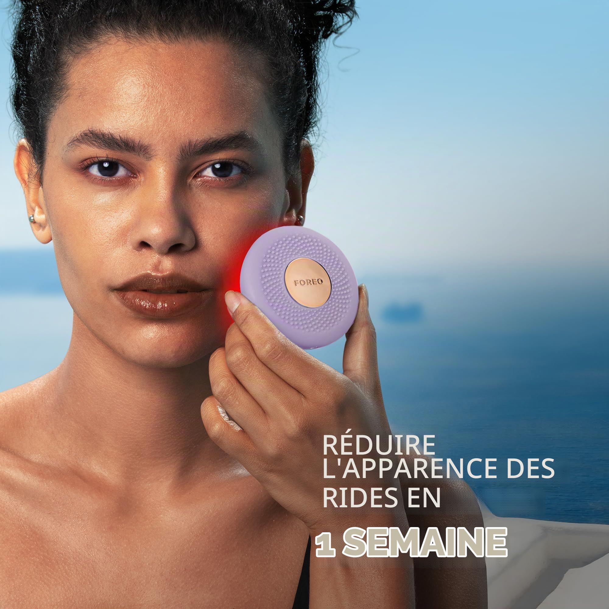 FOREO UFO 3 go masque hydratant visage de voyage - Anti-âge - Luminothérapie LED à spectre complet et lumière rouge - Thermothérapie - Massage visage T-Sonic - Compact - Connecté par application