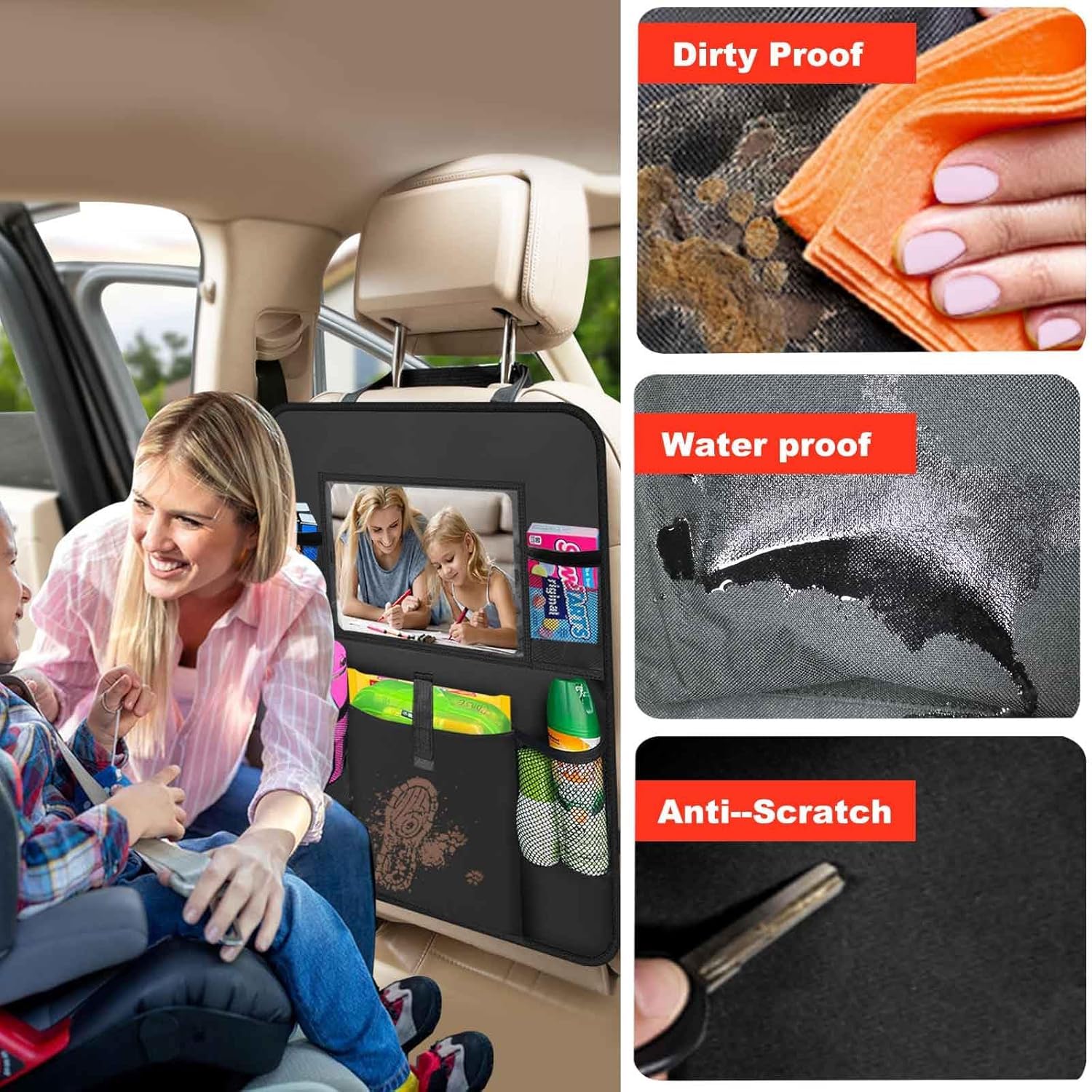 2 Pezzi Organizer Sedile Auto per Peugeot 807 Protezione Sedile Portaoggetti Auto Supporto Tablet Touch Screen Impermeabile Bambini Viaggio