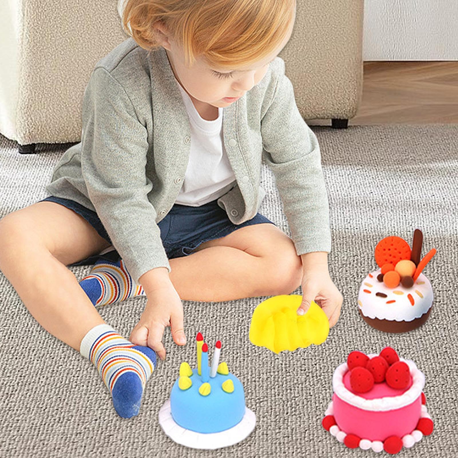 Générique Kit di argilla per Creativo - Dessert per Animali Domestici | Dinosauri, Schiuma Morbida, Mastice Modellazione Leggera | Set Di Attività Artigianali A 12 Stile