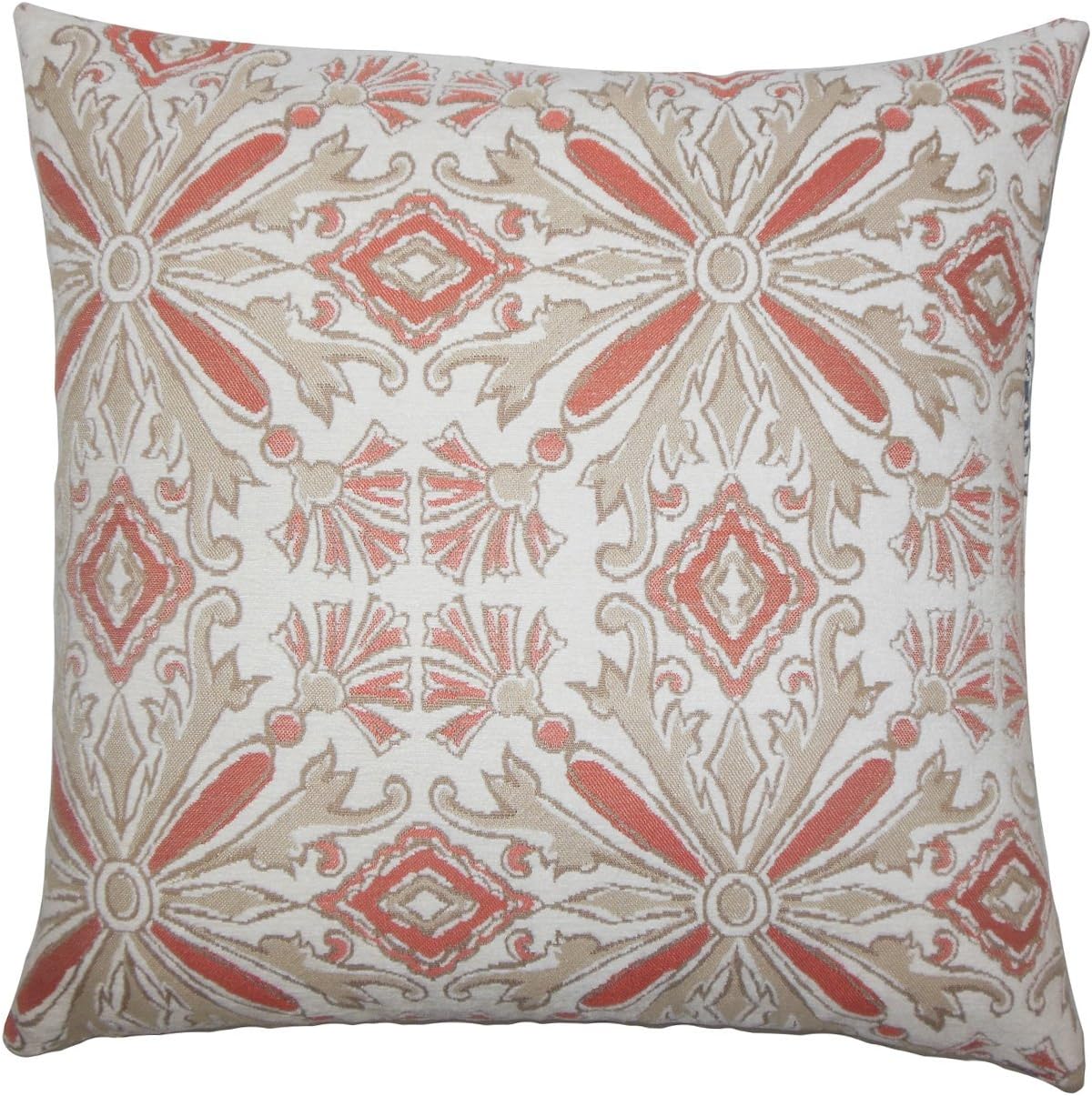 The Pillow Collection Esadowa Damask Bedding Sham Coral, Standard/20 x 26"