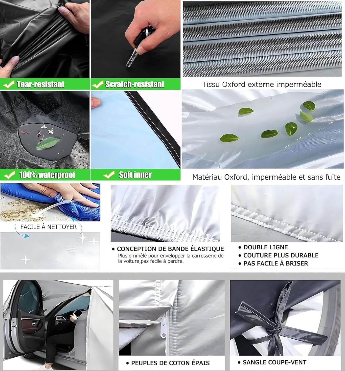 Bache Voiture Exterieur pour Renault 5 E-Tech （2024-2025）,3920 * 1772 * 1500mm,Housse De Protection Imperméable Respirante À l'eau,Anti-UV,avec Zip S26321