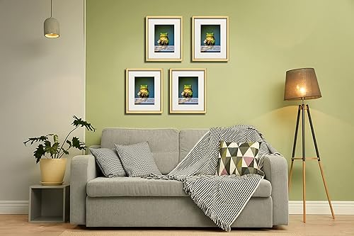 Miniatura 7 de Violabbey Juego de 4 portarretratos dorados de 8 x 10 pulgadas, para fotos de 5 x 7 pulgadas con paspartú o de 8 x 10 pulgadas sin paspartú, vidrio