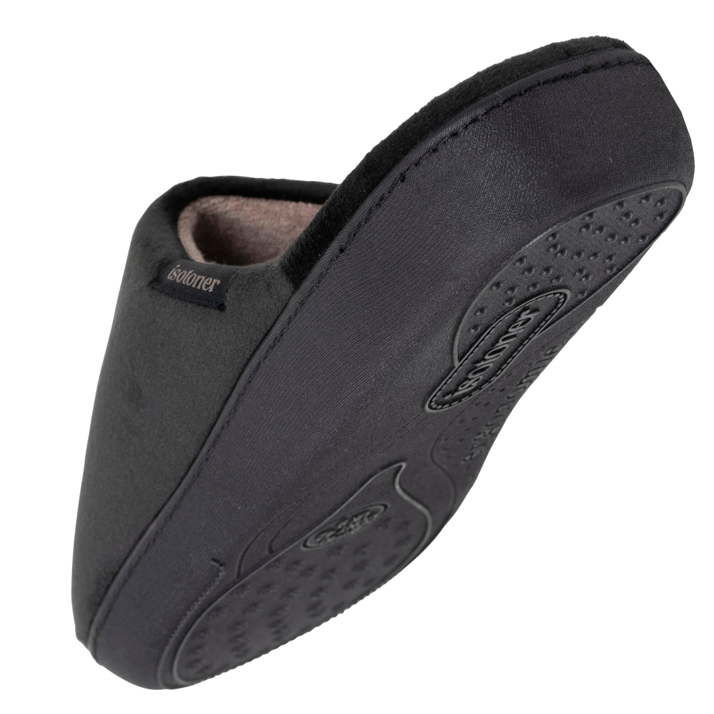 Isotoner Chaussons pantoufles Mules homme velours ultra doux, semelle ergonomique soutien plantaire, mousse à mémoire forme,