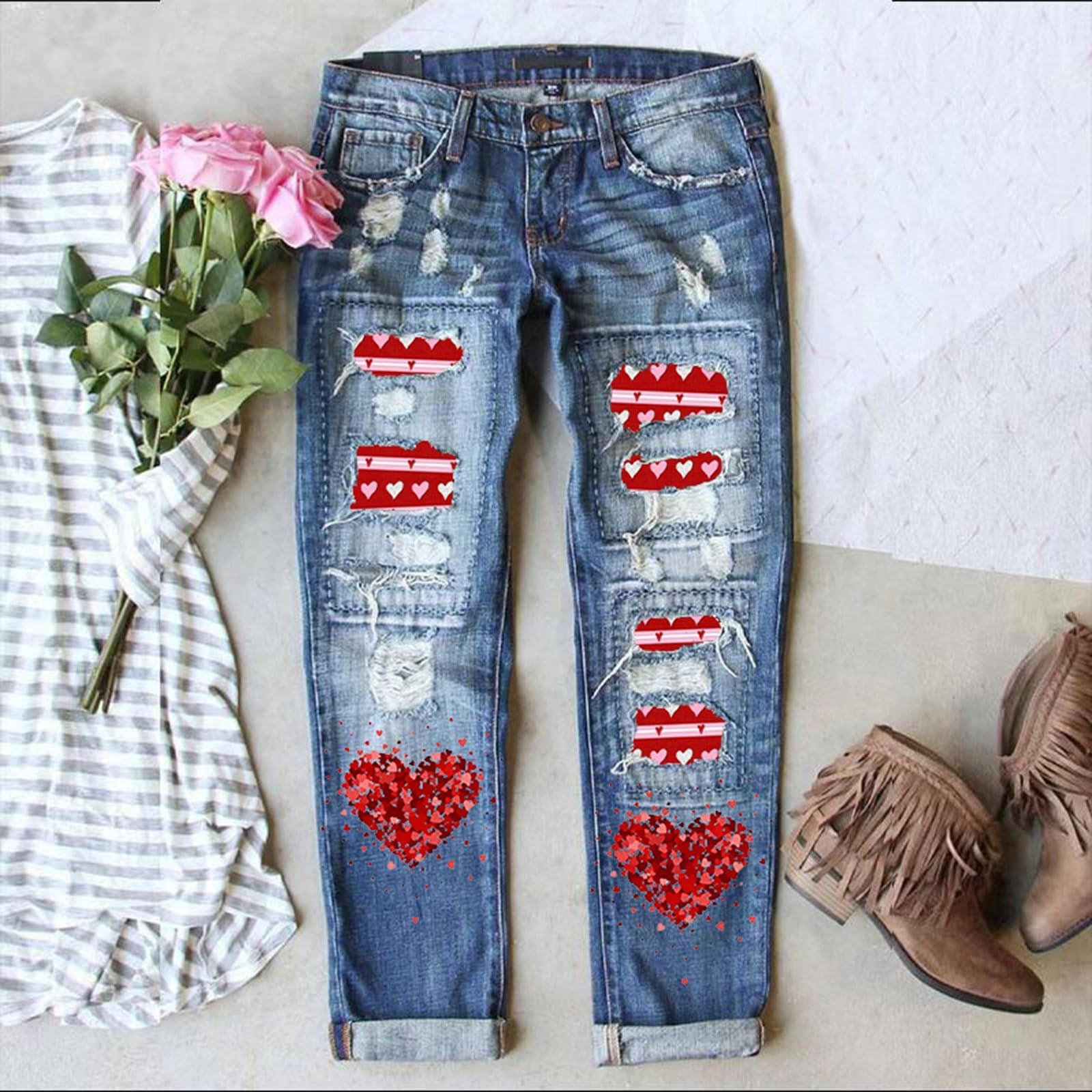 Vaqueros Mujer Elasticos Elásticos Bolsillos Pantalones Verano Bootcut Mezclillas Bolsillo Deportes Campana Elefante Rectos para con Detalles de y Estampado Moderno Tiro Medio Comodidad Diaria