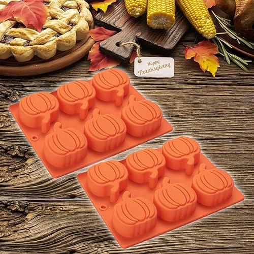 Miniatura 7 de Molde de calabaza para muffins, paquete de 3 moldes de silicona para pastel de calabaza, mini bandejas para tartas, moldes de Acción de Gracias,