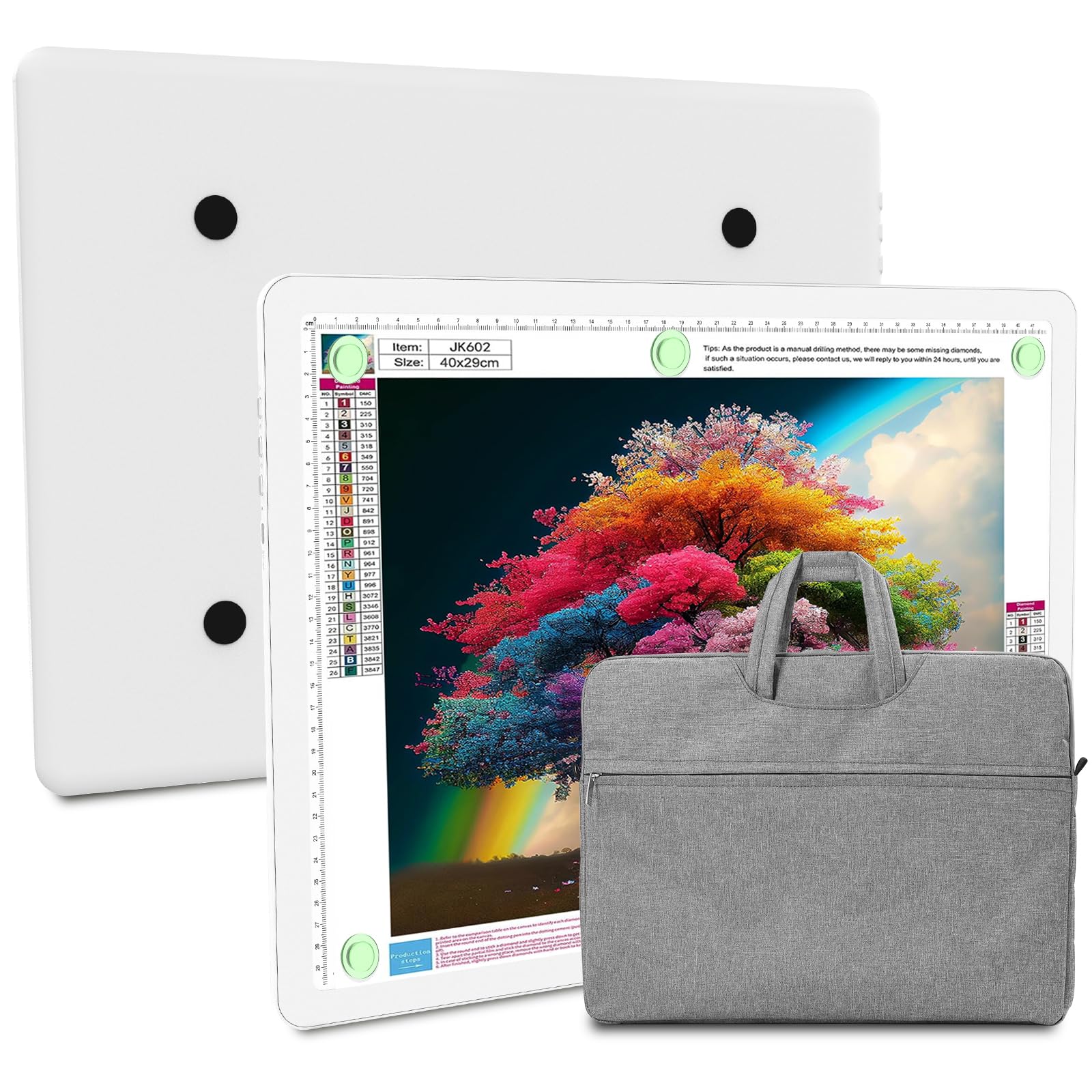 Elice Rechargeable A3 Light Pad with Carry Bag, Magnetic LED Light Board with Physical Button, Super Bright Diamond Art Light Pad, Ultra-Thin Light Box for Tracing, Weeding, Diamond Painting -White