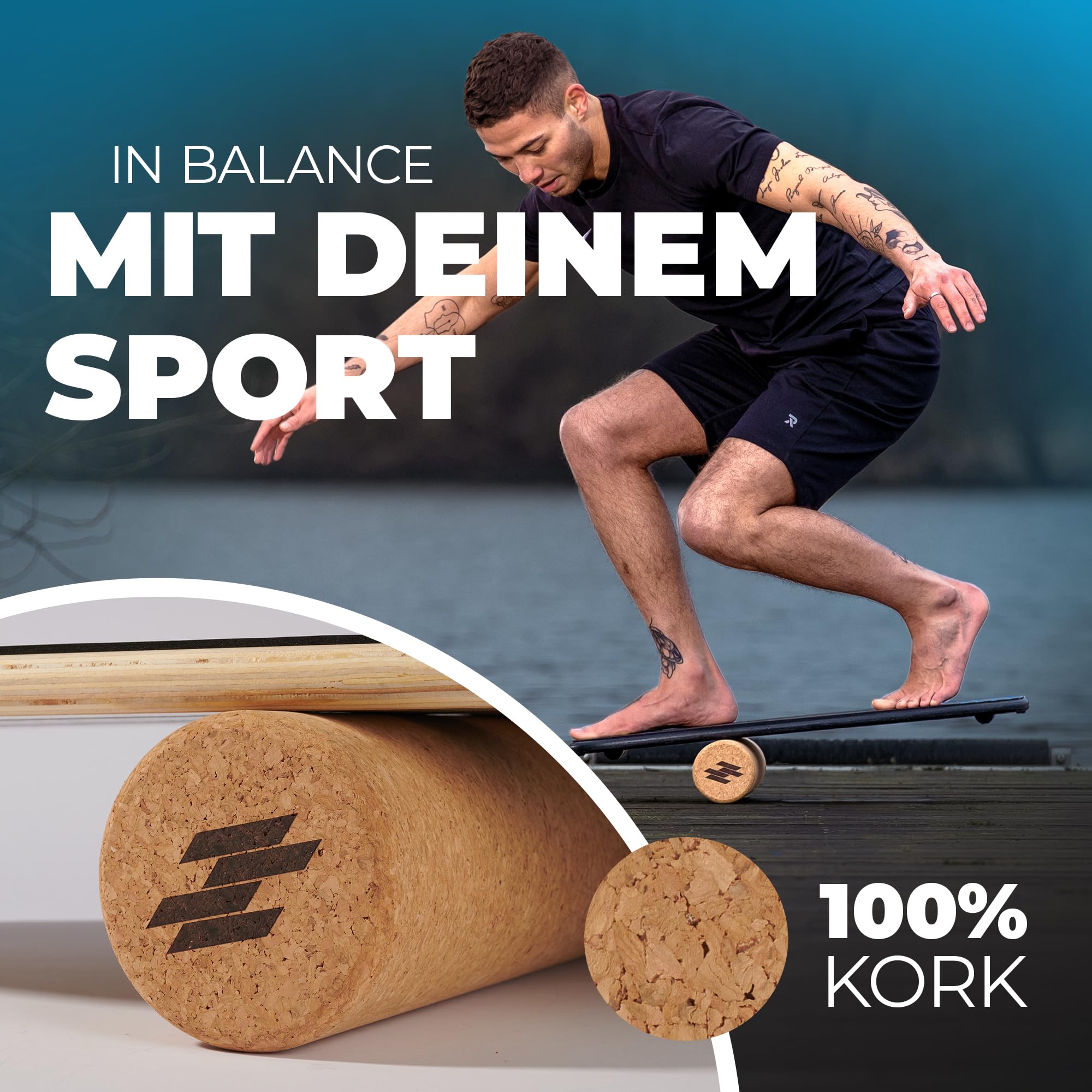 Balance Board Holz – Dessfit mit Korkrolle für Erwachsene & Kinder | Surfin Balance Board · Surf Balance Board · Gleichgewichtstrainer · Wackelbrett · Wackelbrett Physiotherapie