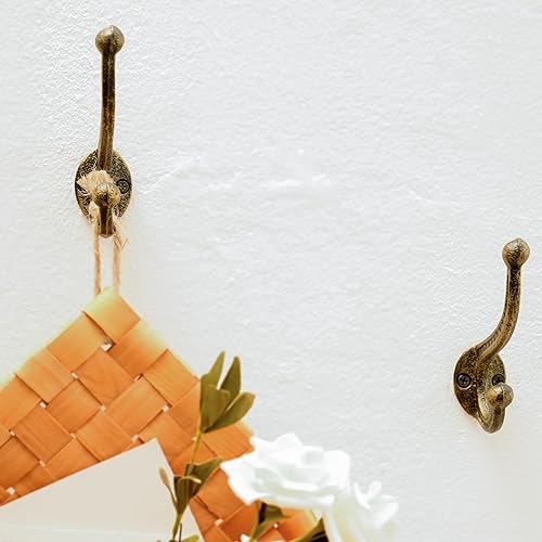 Miniatura 6 de WEBI Ganchos rústicos para abrigos 10 ganchos de hierro fundido para colgar, ganchos de pared antiguos resistentes para granja, vestíbulo, armario,