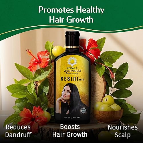 Miniatura 2 de Kerala Ayurveda Kesini - Aceite para el cabello (3.38 onzas líquidas), mezcla de hierbas con bacopa, hibisco, amla, índigo, ricino y aceite de coco,