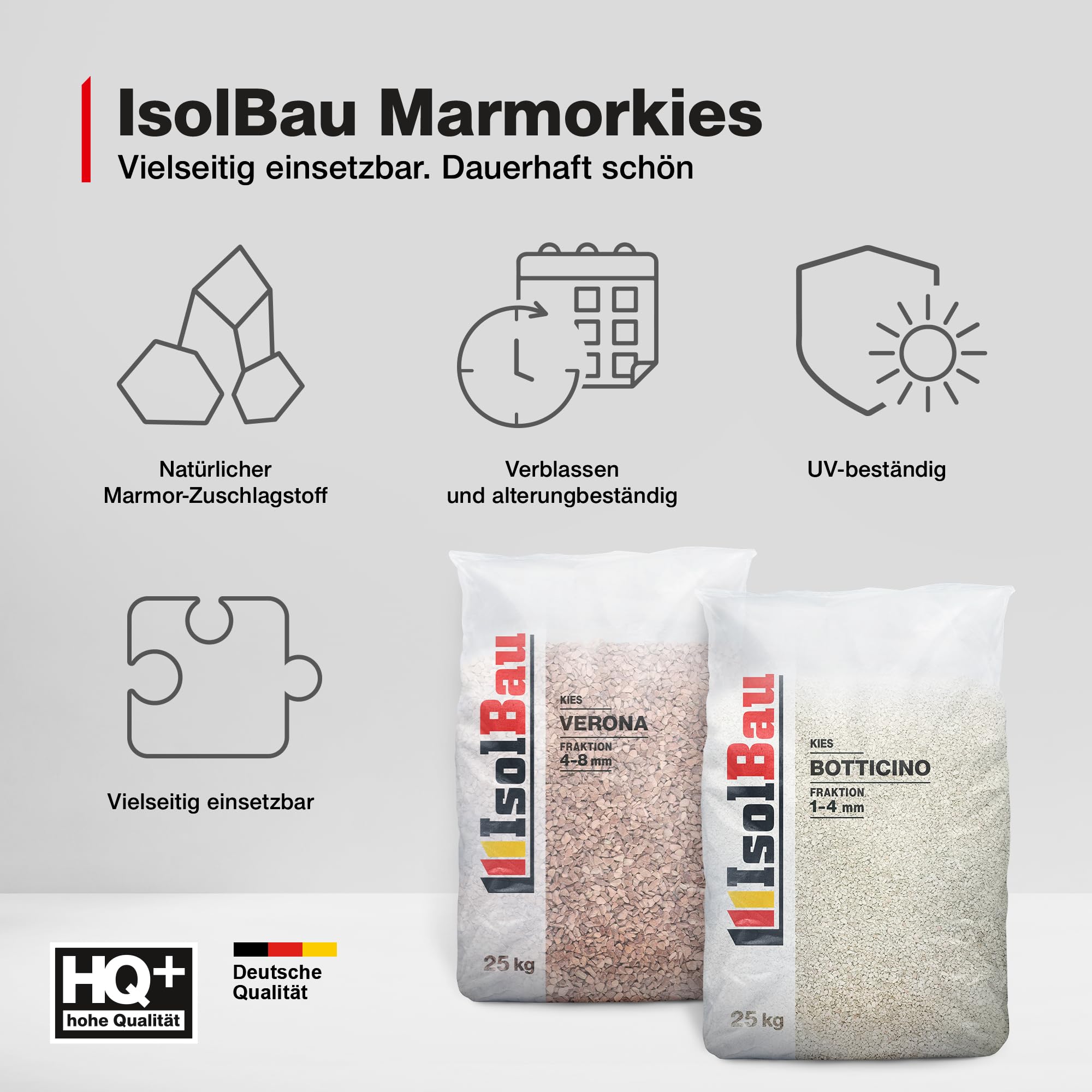 Isolbau - Zierkies 25 kg - Marmorkies 4-8 mm - Deko-Steine für Garten, Steinteppich, Aquariumkies, Ziersplitt Natursteine Gartenkies Wegkies Teichkies für Innen und Außen - Ice Grau