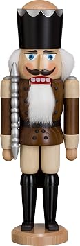 Seiffener Volkskunst German nutcracker King ash-tree brown, height 39 cm / 15 inch, original Erzgebirge by SV 11211/6