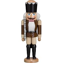 Seiffener Volkskunst German nutcracker King ash-tree brown, height 39 cm / 15 inch, original Erzgebirge by SV 11211/6