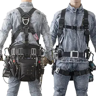 [藤井電工] 新規格 フルハーネス型 カイトハーネス KITEハーネス フルハーネス本体のみ Mサイズ 130KGまで対応 ブラック 黒 TH-521-OT-BLK-M 腰道具を多く装着してもズレにくい ワンタッチで胴ベルトの着脱が可能 着脱が容易なワンタッチバックル 水平型腿ベルト 日本製 2023年モデル 高所作業 墜落制止用