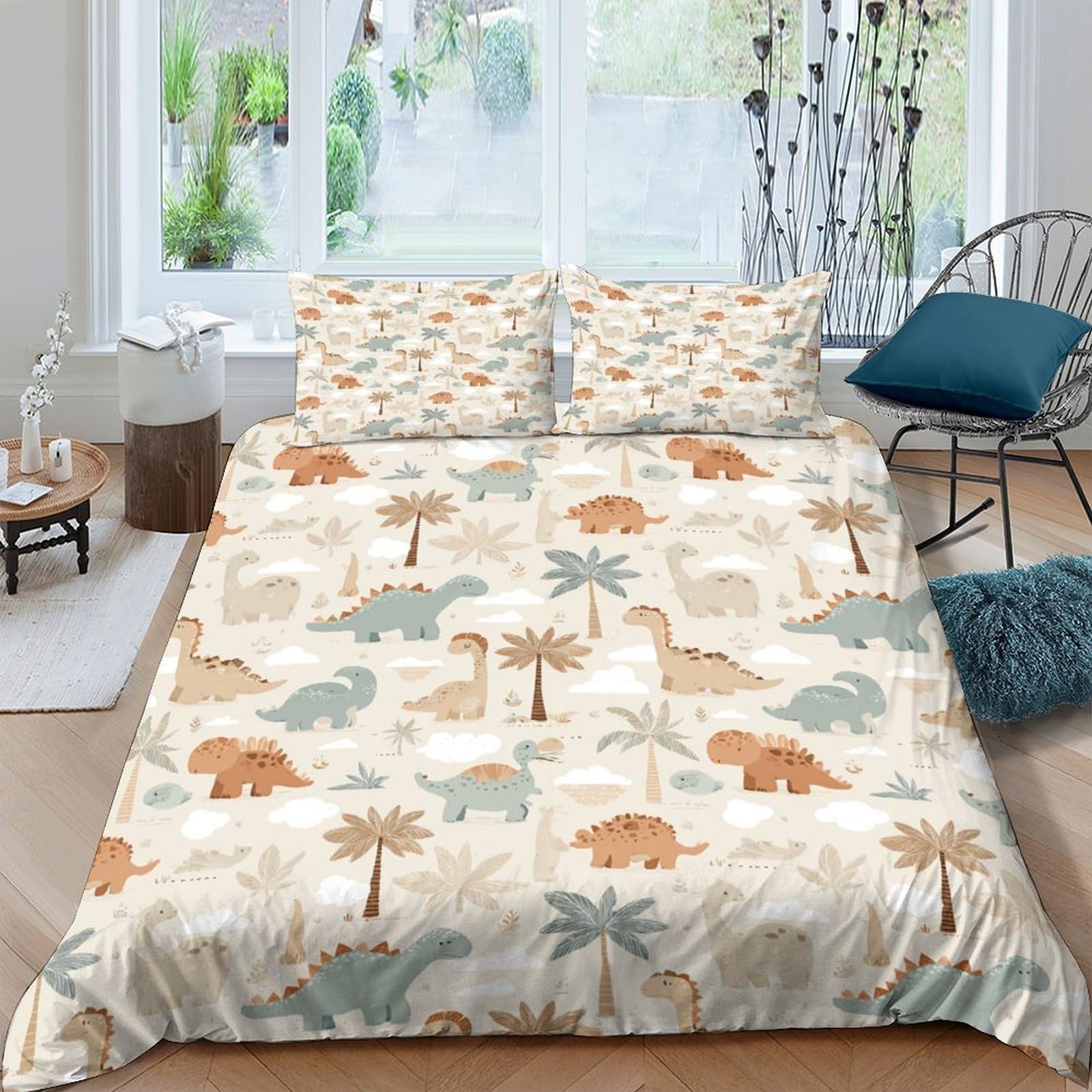Ctjqhvkz Style-8 3D Printed Dinosaur Jungle Fitted Sheet Microfiber Soft Mattress Cover For Bedroom Dorm Decorative Bedding Single（135X200cm）