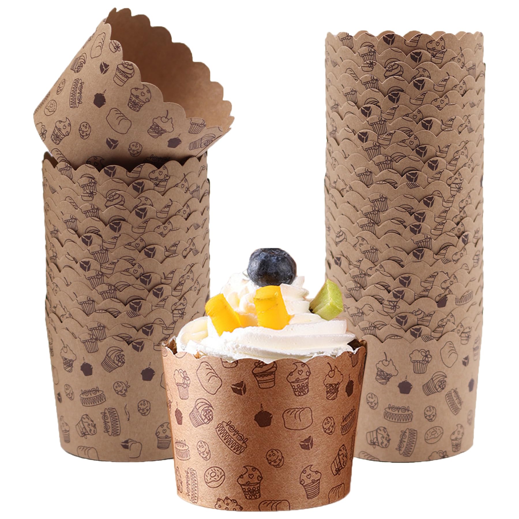 Lot 100 Moules Muffins Tulipe Marron & Blanc – Taille Standard, Mariage, Anniversaire, Fête