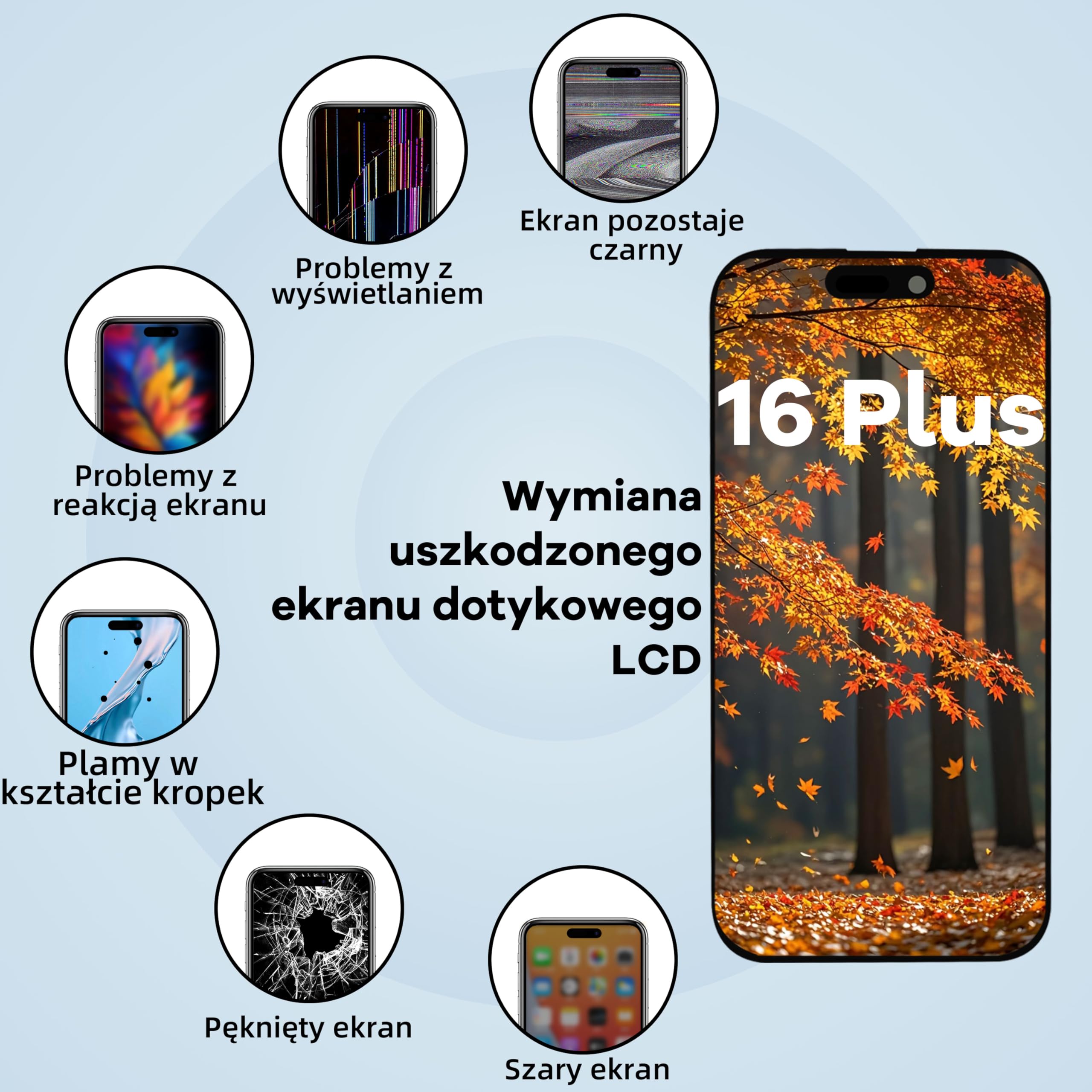 Wyświetlacz LCD do iPhone 16 Plus z Narzędzi Naprawczych 6,7 cala