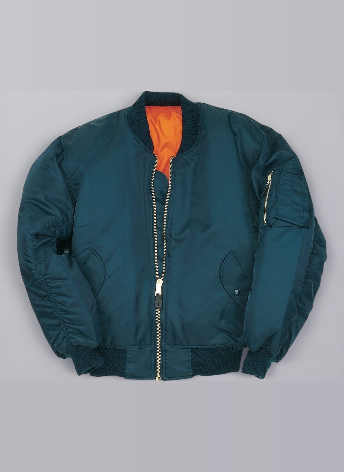 armyandoutdoors MA1 Bomber Jacket with Heavy Brass Zip (XXL, Petrol Blue)