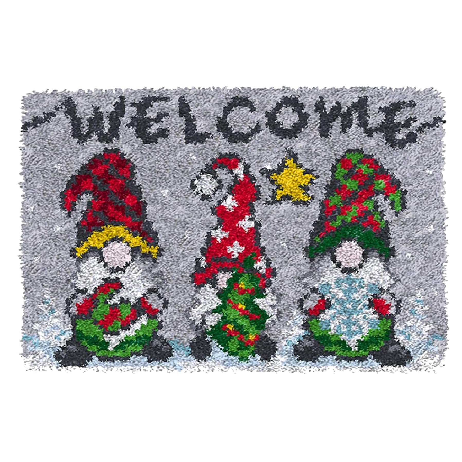 Kit ganci a chiavistello per adulti, kit di arazzi incompiuti stampati di Natale, kit di tappeti per bagno fai -da -te, kit di recitazione da ricamo a tappeto per adulti per bambini principianti